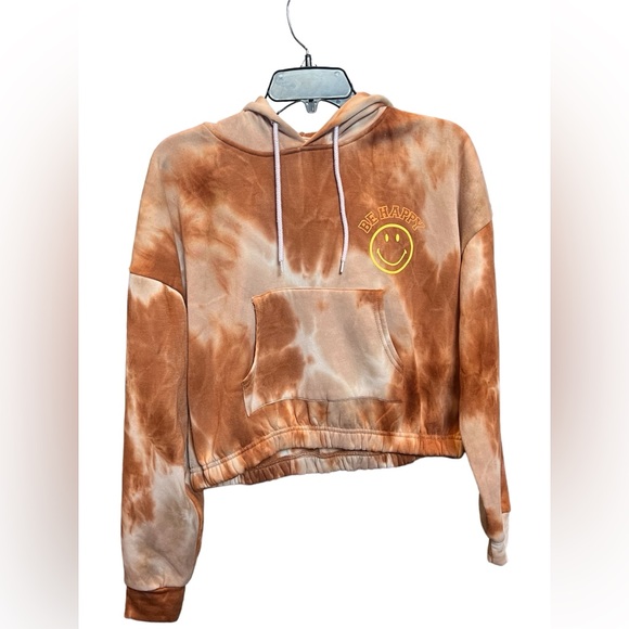 oth Tops - Tie Dye cropped Hoodie with yellow smiley face